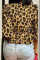 Yellow Sexy Print Leopard Bandage Patchwork V Neck Tops