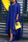 Blue Fashion Casual Solid Asymmetrical O Neck Long Sleeve Plus Size Dresses