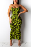 Brown Sexy Fashion Leopard Print Suspender Dress (Without Waist Chain)