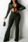 Green Sexy Casual Solid Bandage Hollowed Out V Neck Regular Jumpsuits