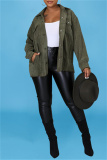 Ink Green Fashion Casual Solid Patchwork Turndown Collar Outerwear