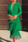 Green Sexy Elegant Solid Tassel Patchwork V Neck Pencil Skirt Dresses