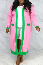 Pink Casual Solid Split Joint Outerwear