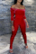 Red Sexy Casual Solid Backless Off the Shoulder Jumpsuits