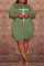 Green Fashion Casual Print Basic O Neck Long Sleeve Plus Size Dresses