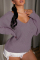Light Purple Fashion Casual Solid Backless V Neck Tops