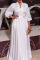 White Elegant Solid Patchwork V Neck Straight Dresses