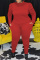 Red Fashion Casual Solid Basic Turtleneck Plus Size Two Pieces