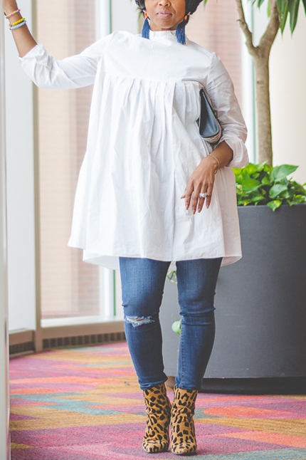 

White Fashion Solid Color Pleated Top Shirt