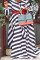 Black Sexy Striped Print Patchwork V Neck A Line Plus Size Dresses