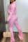 Pink Casual Solid Zipper Turndown Collar Long Sleeve Two Pieces