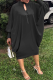 Black Casual Solid Hollowed Out O Neck Straight Dresses