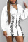 Khaki Casual Solid Bandage Patchwork Zipper Hooded Collar One Step Skirt Dresses