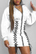 White Casual Solid Bandage Patchwork Zipper Hooded Collar One Step Skirt Dresses