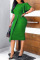 Green Work Elegant Solid Split Joint O Neck One Step Skirt Dresses