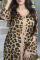 Leopard Print Sexy Print Leopard Patchwork V Neck Straight Dresses