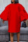 Red Fashion Casual Solid Basic O Neck Long Sleeve Dresses