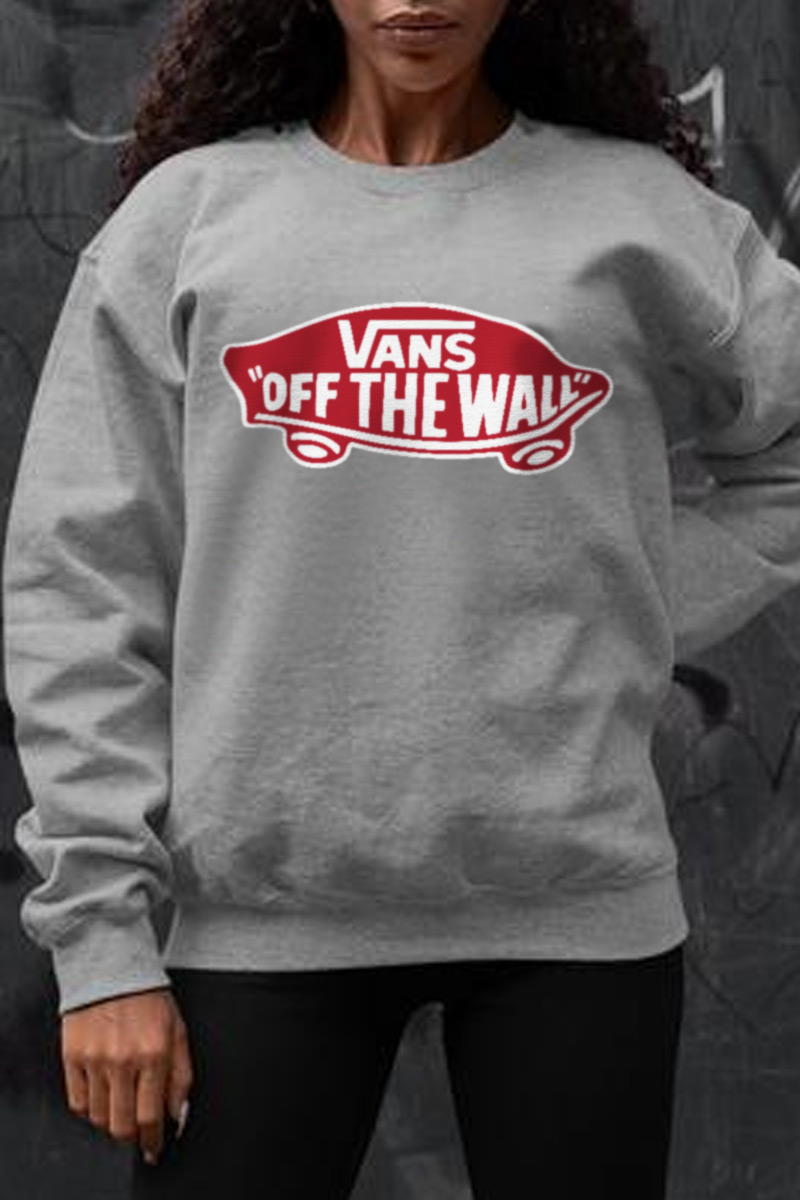 

Grey Fashion Sportswear Print Letter O Neck Tops