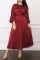 Purplish Red Casual Elegant Solid Split Joint Hot Drill O Neck A Line Dresses