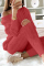 Watermelon Red Fashion Casual Long Sleeve Oblique Collar Regular Sleeve Regular Solid Two Pieces