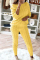 Yellow Fashion Casual Long Sleeve Oblique Collar Regular Sleeve Regular Solid Two Pieces