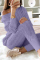 Light Purple Fashion Casual Long Sleeve Oblique Collar Regular Sleeve Regular Solid Two Pieces