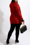 Red Fashion Casual Print Patchwork Cardigan V Neck Outerwear