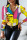 Multi-color Casual Print Patchwork Buckle Turndown Collar Tops