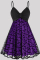 Purple Fashion Casual Patchwork Backless V Neck Sling Dress Plus Size Dresses