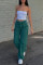 Green Fashion Casual Solid Split Joint Regular High Waist Straight Solid Color Bottoms