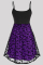 Purple Fashion Casual Patchwork Backless V Neck Sling Dress Plus Size Dresses