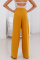 Yellow Casual Solid Split Joint Fold Straight Wide Leg Solid Color Bottoms