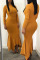 Yellow Casual Solid Split Joint Fold Asymmetrical Half A Turtleneck Trumpet Mermaid Dresses