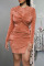 Tangerine Celebrities Solid Split Joint Fold O Neck Long Sleeve Two Pieces
