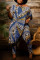 Khaki Fashion Casual Print Asymmetrical Off the Shoulder Plus Size Two Pieces