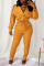 Yellow Casual Street Solid Split Joint Buttons Turndown Collar Straight Jumpsuits