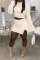 White Casual Solid Patchwork Slit Half A Turtleneck Long Sleeve Two Pieces