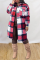 Red Casual Plaid Split Joint Peter Pan Collar Outerwear