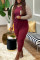 Rose Red Fashion Casual Plus Size Print Leopard Split Joint O Neck Long Sleeve Two Pieces