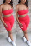 Red Sexy Fashion Tube Top Shorts Sports Set