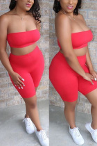 Red Sexy Fashion Tube Top Shorts Sports Set