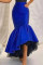 Blue Fashion Casual Solid Split Joint Regular High Waist Skirt