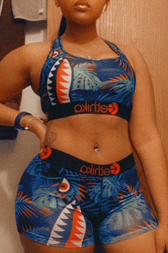 Multicolor Fashion Print Vest Shorts Sports Set