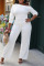 White Casual Solid Patchwork Oblique Collar Straight Jumpsuits
