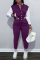Coffee Fashion Casual Patchwork Cardigan Pants Long Sleeve Two Pieces