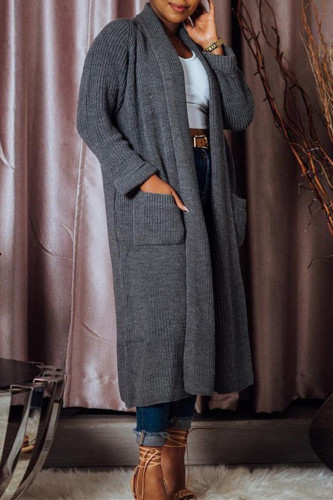 Black Fashion Casual Solid Patchwork Outerwear