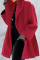 Red Casual Elegant Solid Split Joint Buttons Hooded Collar Outerwear