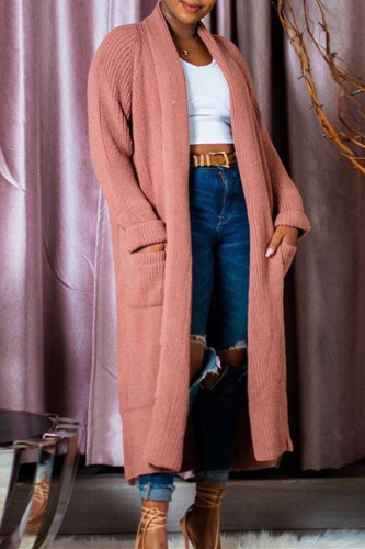 Pink Fashion Casual Solid Patchwork Outerwear