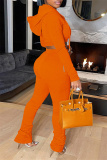 Caramel Colour Fashion Solid Fold Hooded Collar Long Sleeve Two Pieces