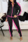 Black Casual Sportswear Solid Hollowed Out Patchwork Zipper Zipper Collar Long Sleeve Two Pieces